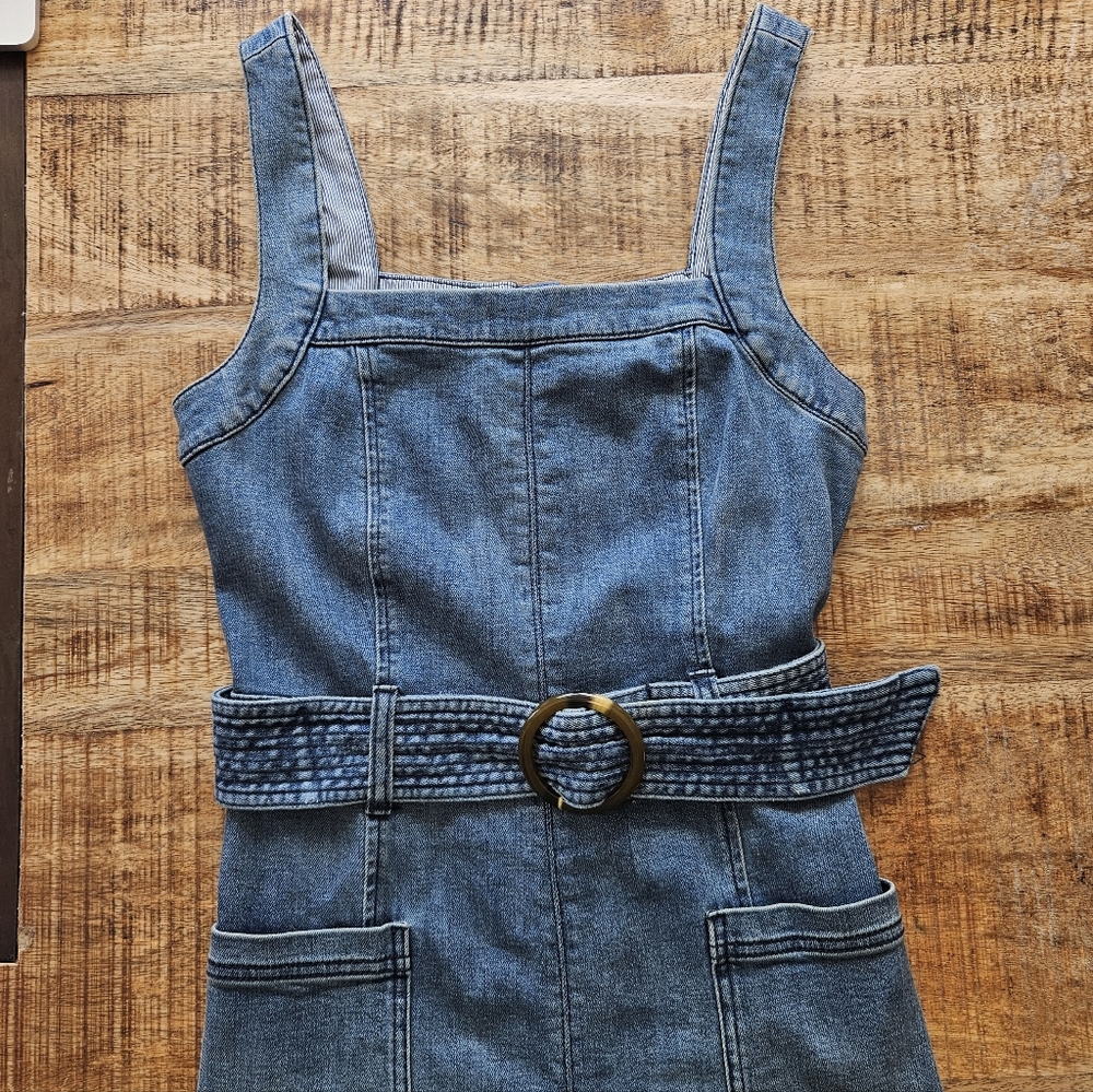 Anthropologie Pilcro The Letterpress Blue Denim Sleeveless Jumpsuit US 4 - Picture 5 of 11